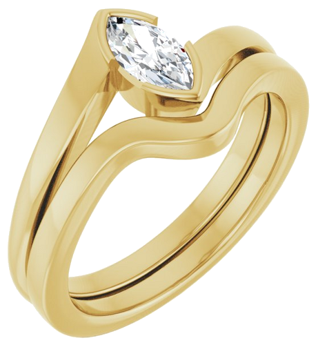 Sužadėtuvių Žiedas „Half-Bezel Solitaire“ 14k yellow gold Marquise 7mm x 3.5mm (6)