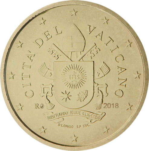 2018 Vatikanas Popiežius Pranciškus 50 ct. moneta (1)