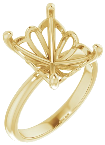 10K Yellow 12x10 mm Emerald Solitaire Engagement Ring Mounting (1)