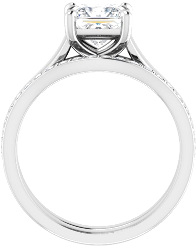 14K White 6 mm Square Solitaire Engagement Ring Mounting (7)