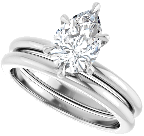 Sužadėtuvių Žiedas „Solitaire“ 14k white gold Pear 9mm x 6mm (10)