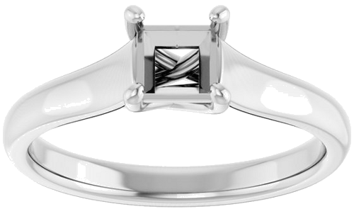 14K White 4.5 mm Square Solitaire Engagement Ring Mounting (3)