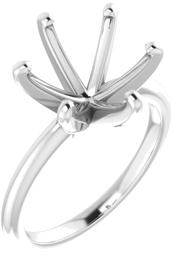 14K White  11 mm Round Solitaire Engagement Ring Mounting (1)