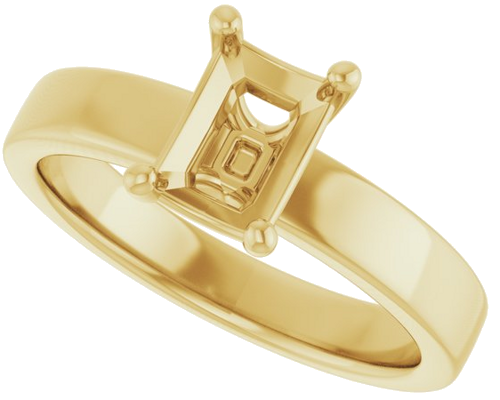 Sužadėtuvių Žiedas „Solitaire“ 585 Geltonojo Aukso Emerald 7mm x 5mm (5)