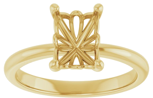 14K Yellow 8x6 mm Emerald Solitaire Engagement Ring Mounting (3)