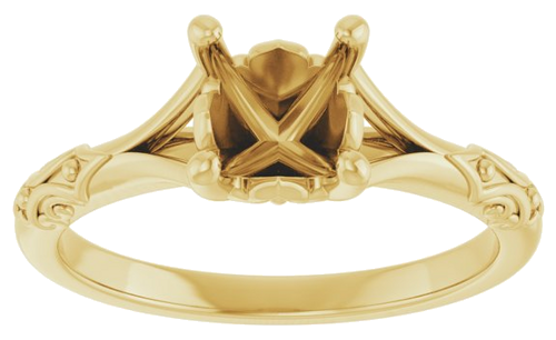 Sužadėtuvių Žiedas „Solitaire Split Shank“ 585 Geltonojo Aukso Round 6.5mm (3)