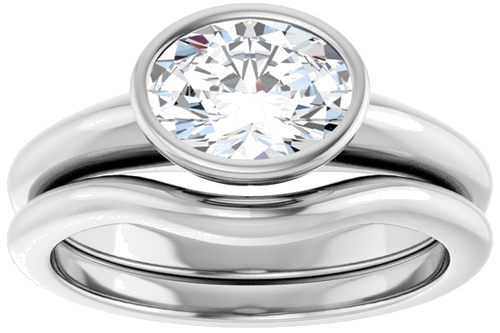 Sužadėtuvių Žiedas „Bezel-Set Solitaire“ 14k white gold Oval 8mm x 6mm (8)