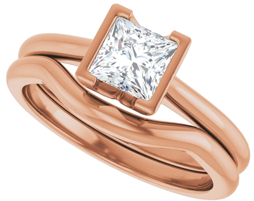 Sužadėtuvių Žiedas „Half-Bezel Solitaire“ 14k rose gold Square 5mm (10)