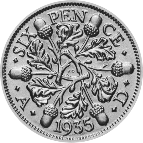 6 Пенса Джордж V (1927-1936) Обединено кралство сребърна монета (тип 4) (2)