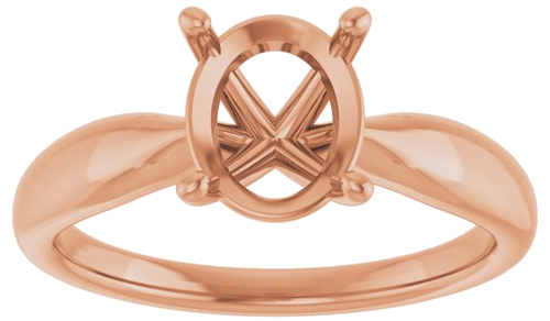 14K Rose  9x7 mm Oval Solitaire Engagement Ring Mounting (3)