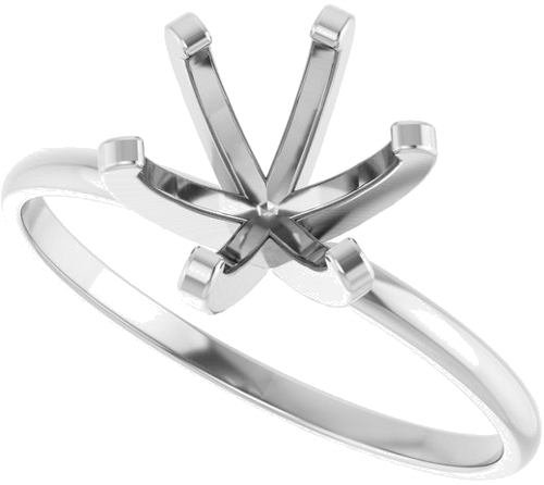 14K White 7.4 mm Round Solitaire Engagement Ring Mounting (5)