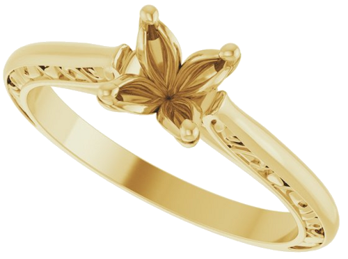 Sužadėtuvių Žiedas „Solitaire Sculptural“ 14k yellow gold Round 5.8mm (5)