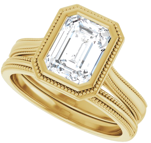 Sužadėtuvių Žiedas „Solitaire“ 585 Geltonojo Aukso Emerald 8mm x 6mm (10)