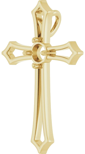 Pakabukas „Accented Cross“ 14k yellow gold Round 4.1mm (2)