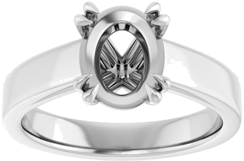 14K White 9x7 mm Oval Engagement Ring Mounting (3)