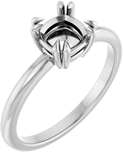 Sužadėtuvių Žiedas „Double Claw-Prong Solitaire“ 10k white gold Cushion 6mm (1)