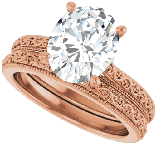 Sužadėtuvių Žiedas „Solitaire“ 585 Rožinis Aukso Oval 10mm x 8mm (10)