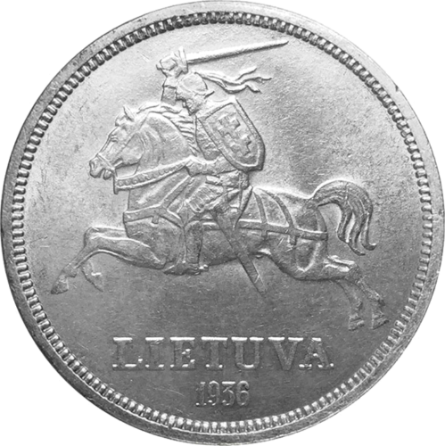 1936 Литва Витовт Великий серебряная монета 10 литов (2)