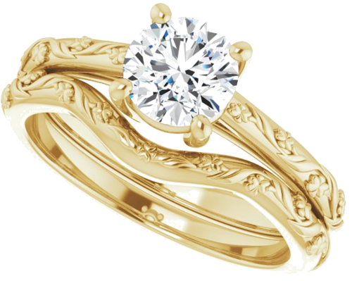 14K Yellow 6 mm Round Solitaire Engagement Ring Mounting (10)