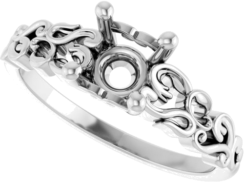 Sužadėtuvių Žiedas „Solitaire Sculptural“ 14k white gold Round 6.5mm (5)