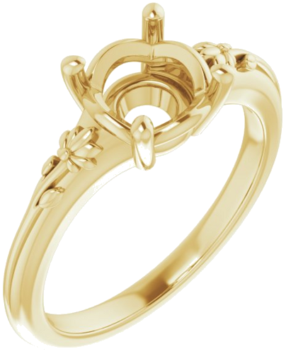 14K Yellow 7.4 mm Round Solitaire Engagement Ring Mounting (1)
