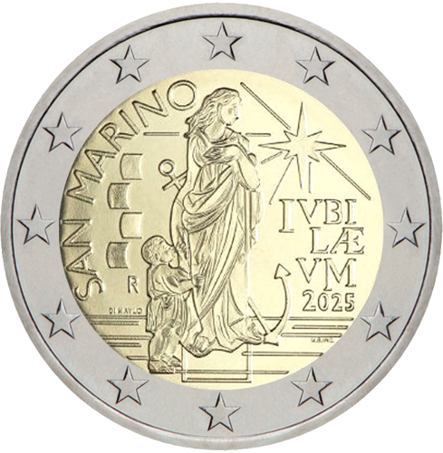 2025 Sanmarīno Cerības svētceļnieki 2 eiro BU monēta kartītē (2)