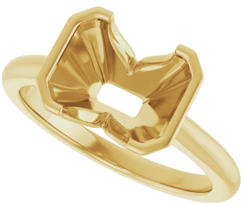 14K Yellow 9x7 mm Emerald Solitaire Engagement Ring Mounting (5)
