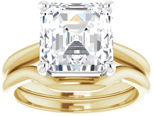 Sužadėtuvių Žiedas „Solitaire“ 14k yellow/white gold Asscher 9mm (8)