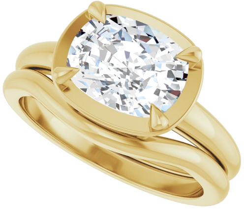 Sužadėtuvių Žiedas „Claw-Prong Solitaire Bezel-Style“ 14k yellow gold Elongated Cushion 9mm x 7mm (10)