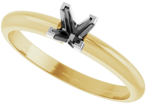 Sužadėtuvių Žiedas „V-Prong Solitaire“ 14k yellow/white gold Square 4mm (5)