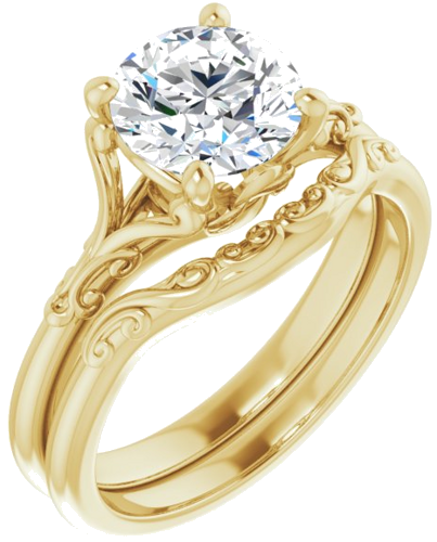 Sužadėtuvių Žiedas „Solitaire“ 14k yellow gold Round 7.4mm (6)