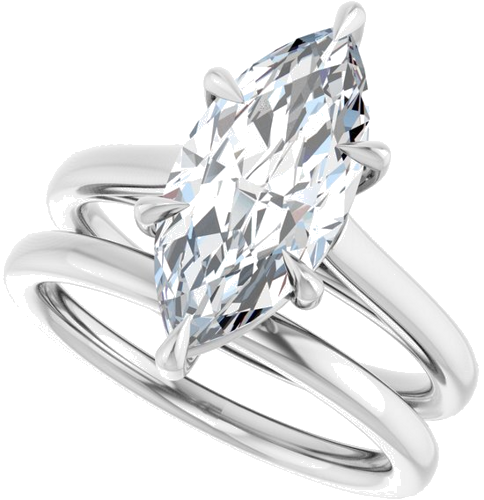 Sužadėtuvių Žiedas „Claw-Pong“ 14k white gold Marquise 15mm x 7mm (10)