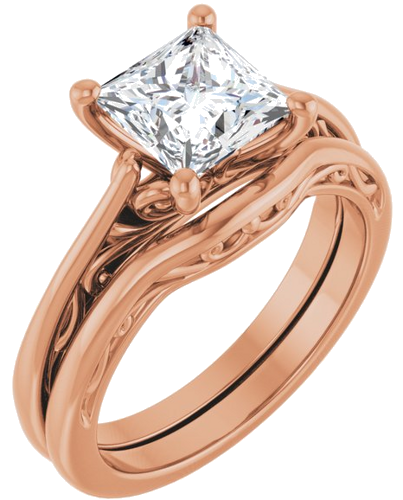 Sužadėtuvių Žiedas „Solitaire“ 14k rose gold Square 6.5mm (6)