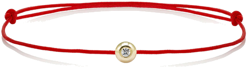 Браслет из красной нити с золотой бусиной и бриллиантом (1)