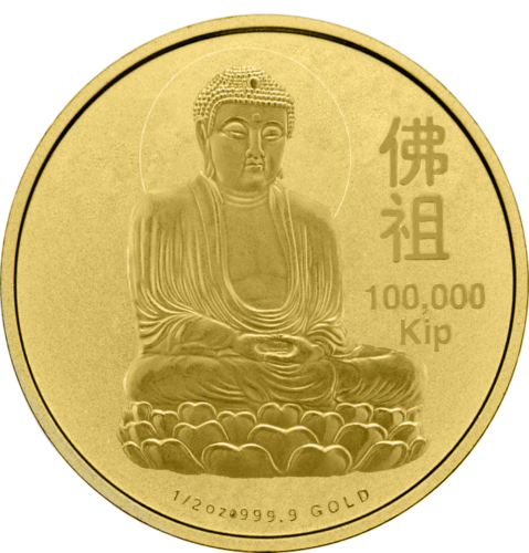 1/2 oz Будда 2006 Лаосская Народно-Демократическая Республика 100 000 Kip золотая монета (1)