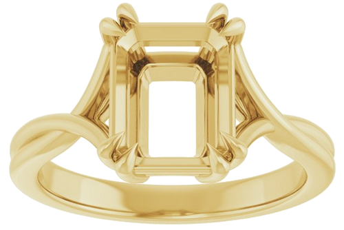 14K Yellow 9x7 mm Emerald Solitaire Engagement Ring Mounting (3)