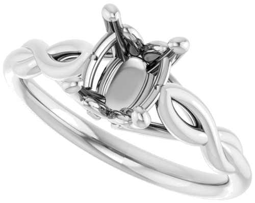 Sužadėtuvių Žiedas „Solitaire Sculptural“ 10k white gold Oval 8mm x 6mm (5)