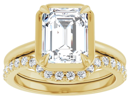 Sužadėtuvių Žiedas „Claw-Prong Solitaire Bezel-Style“ 14k yellow gold Emerald 9mm x 7mm (8)
