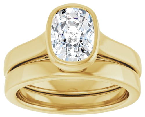 Sužadėtuvių Žiedas „Bezel-Set Solitaire“ 14k yellow gold Elongated Cushion 8mm x 6mm (8)