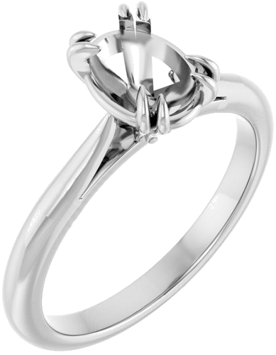 Sužadėtuvių Žiedas „Solitaire“ 585 Baltojo Aukso Oval 8mm x 6mm (1)