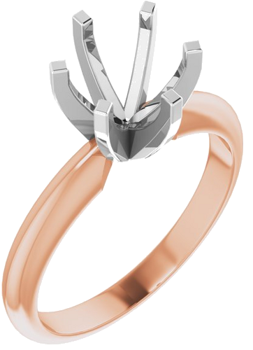 14K Rose   White 7.3-7.7 mm Round 6-Prong Solitaire Ring Mounting (1)