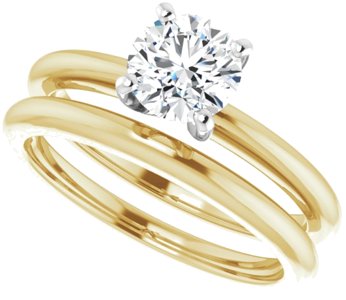 14K Yellow   White  6 mm Round Solitaire Engagement Ring Mounting (10)