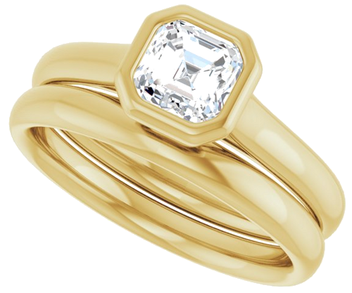 Sužadėtuvių Žiedas „Bezel-Set Solitaire“ 14k yellow gold Asscher 5mm (10)