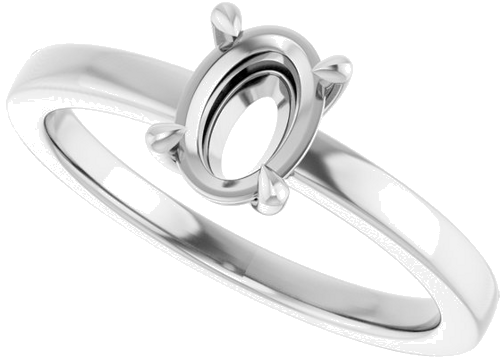 Sužadėtuvių Žiedas „Solitaire“ 585 Baltojo Aukso Oval 7mm x 5mm (5)