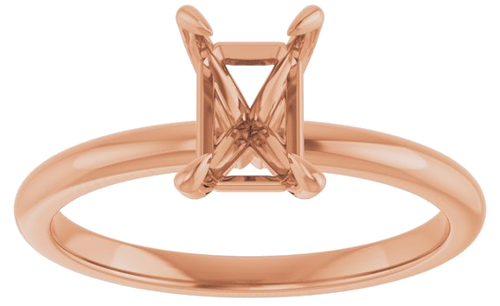 Sužadėtuvių Žiedas „Solitaire“ 585 Rožinis Aukso Emerald 7mm x 5mm (3)