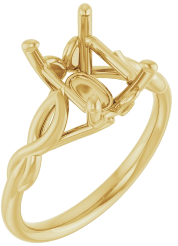 14K Yellow  9x7 mm Emerald Solitaire Engagement Ring Mounting (1)