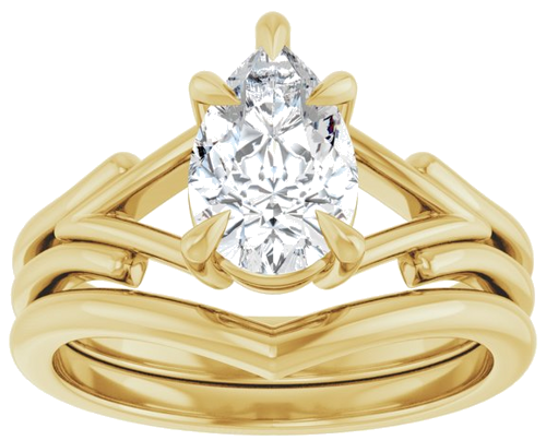 Sužadėtuvių Žiedas „Solitaire“ 585 Geltonojo Aukso Pear Shape 9mm x 6mm (8)