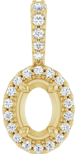 Pakabukas „Halo-Style“ 14k yellow gold Oval 7mm x 5mm (1)