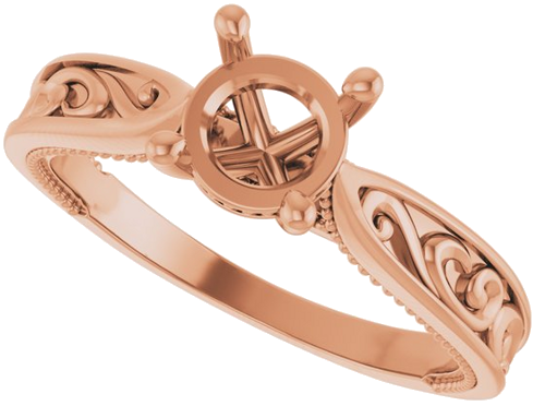 Sužadėtuvių Žiedas „Solitaire Vintage-Inspired“ 14k rose gold Round 6.5mm (5)