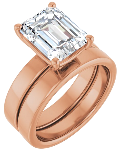 Sužadėtuvių Žiedas „Solitaire“ 14k rose gold Emerald 10mm x 8mm (6)